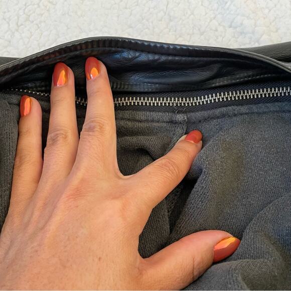 We The Free Dawn Black Vegan Leather Moto Jacket Double Breasted with Hood XS - Picture 11 of 16